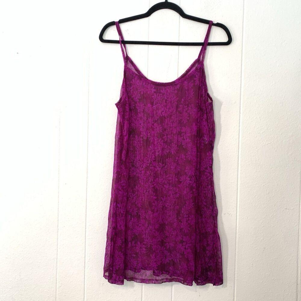 Leilani Womens Large Lace Nightie Gown Dress 90s Y2K Layering Fuchsia Pink USA